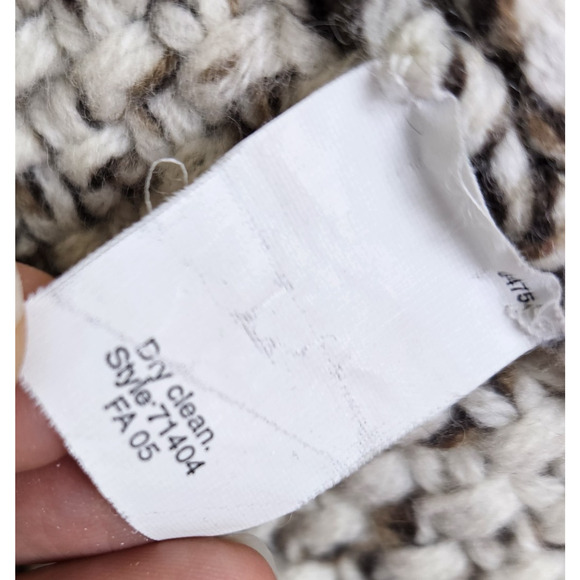 VTG J.Crew Womans Handknit Lambs Wool Cardigan Sweater Marble Brown Fisherman XS - Picture 13 of 16